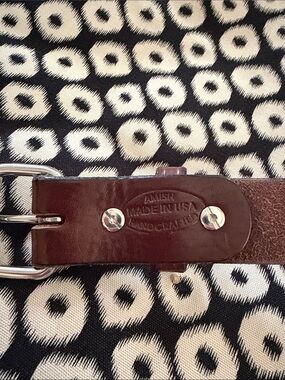 Amish Handcrafted Brown Leather Men's Belt - Size 38